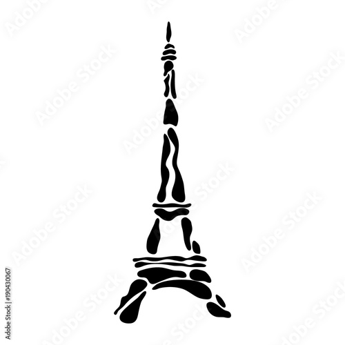 Abstract black Eiffel Tower silhouette drawn with bubbles on a white background - Eps10 vector graphics and illustration