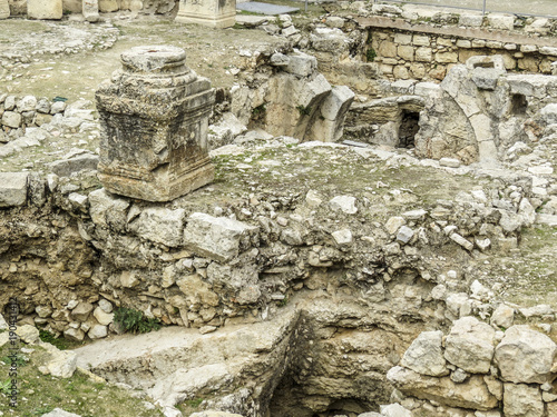 Jerusalem  Israel -  ruins in the old city Jerusalem. Remains of Bethesda Pool.