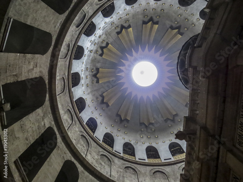 Jerusalem, Israel -   the dome Interior of  the Church of the Holy Sepulchre in Jerusalem