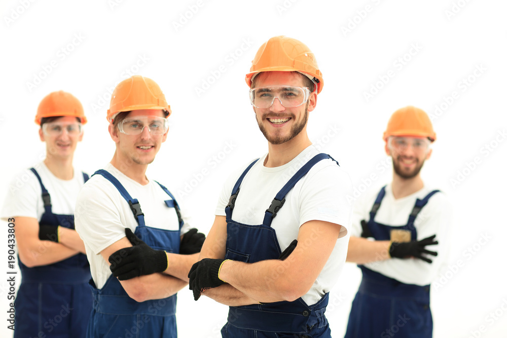 foreman and construction team isolated on white foreman and construction team isolated on white