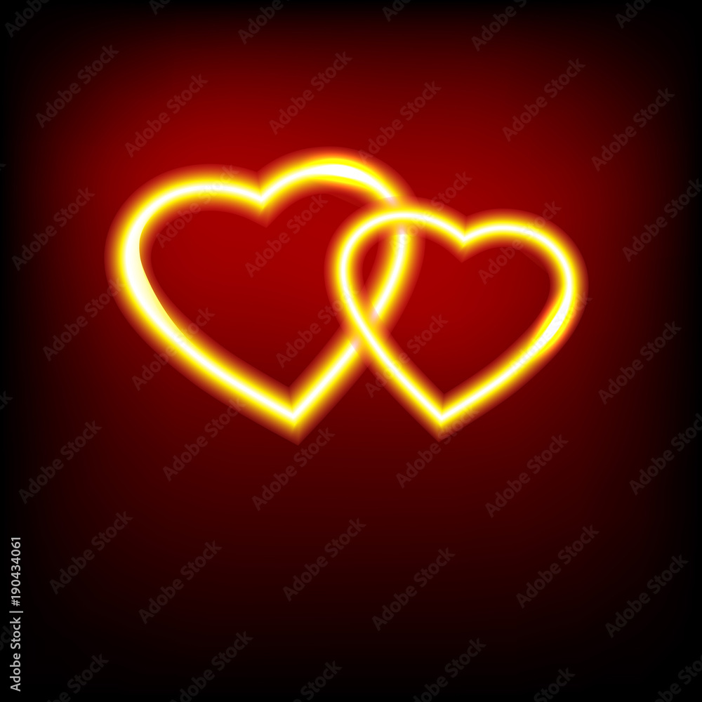 Bright heart. Neon sign. Retro neon heart. Ready for your design