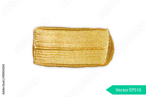 Acryl paint texture stane dub. Gold acrylic brush stroke. Abstract background design vector illustration. Isolated grunge shape golden oil splash. Color paintbrush banner.