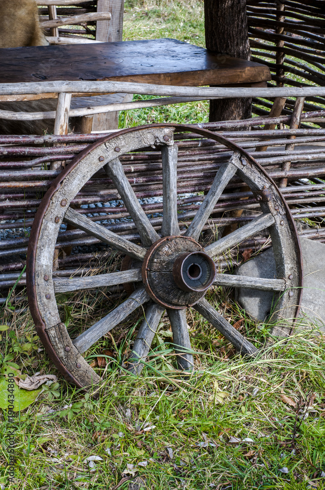 Garden decoration Old cart wheel