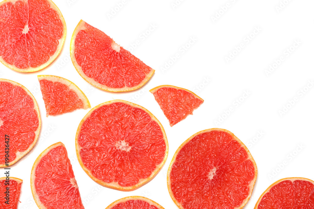 healthy food. sliced grapefruit isolated on white background top view healthy food. sliced grapefruit isolated on white background top view