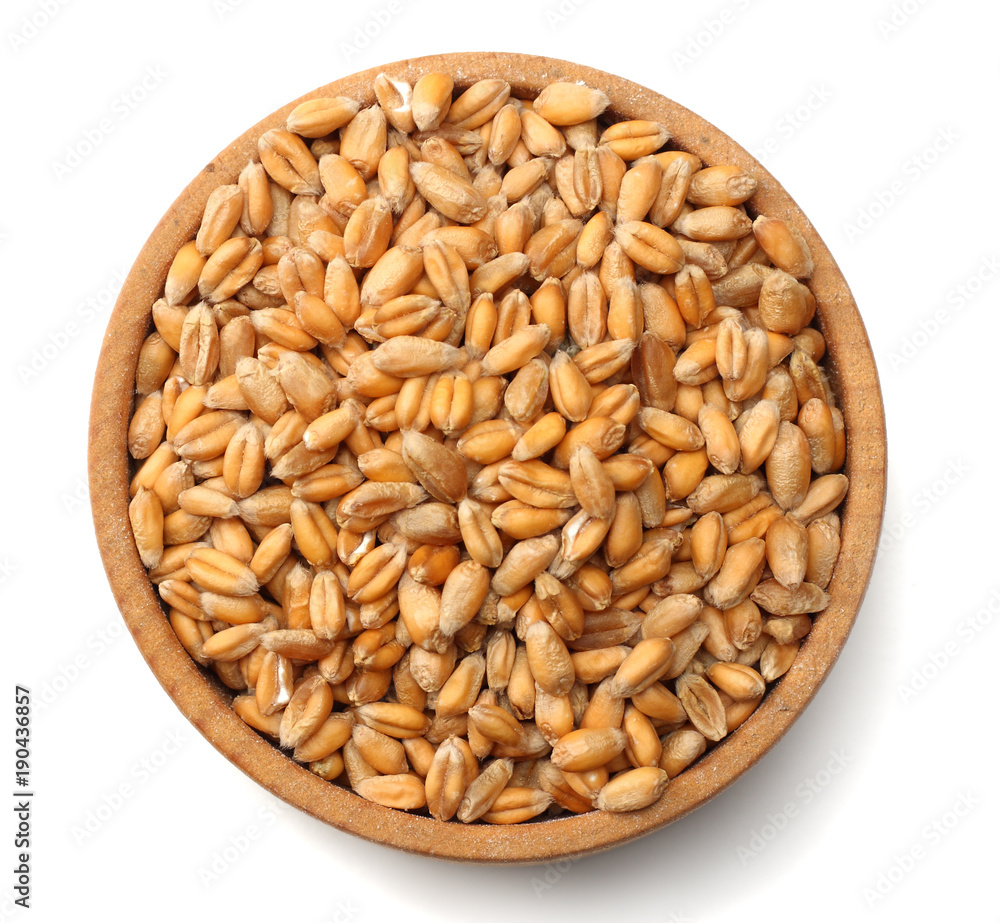 wheat grains isolated on white background. top view wheat grains isolated on white background. top view
