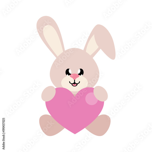 cartoon cute bunny sitting with heart © julia_january