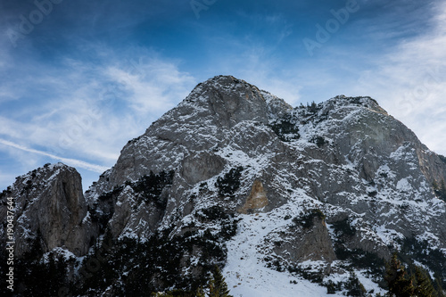 Winter landscapes over the Carpathian mountains peaks