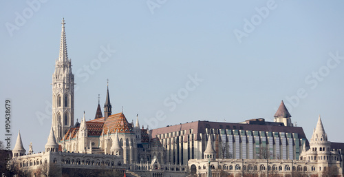 Cityscape of Buda from Pest across Danube River  Budapest  Hungary  Europe