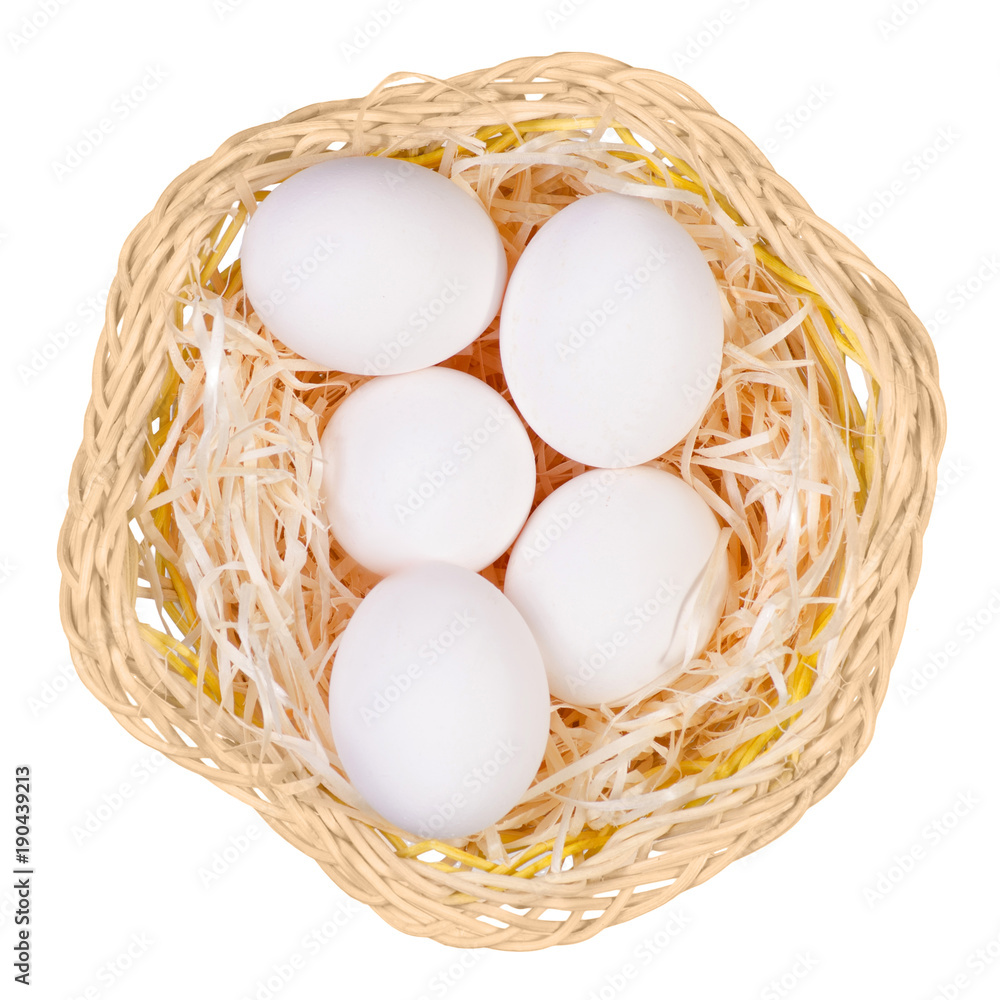 Chicken eggs in a basket Chicken eggs in a basket
