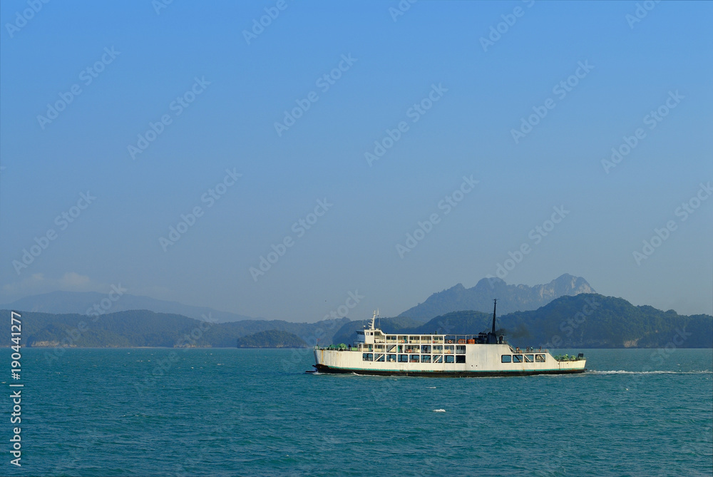 The ferry is traveling near the island, Thailand