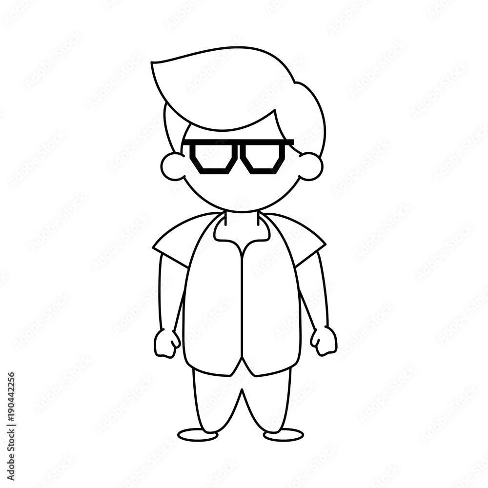 Cute boy faceless cartoon icon vector illustration graphic design