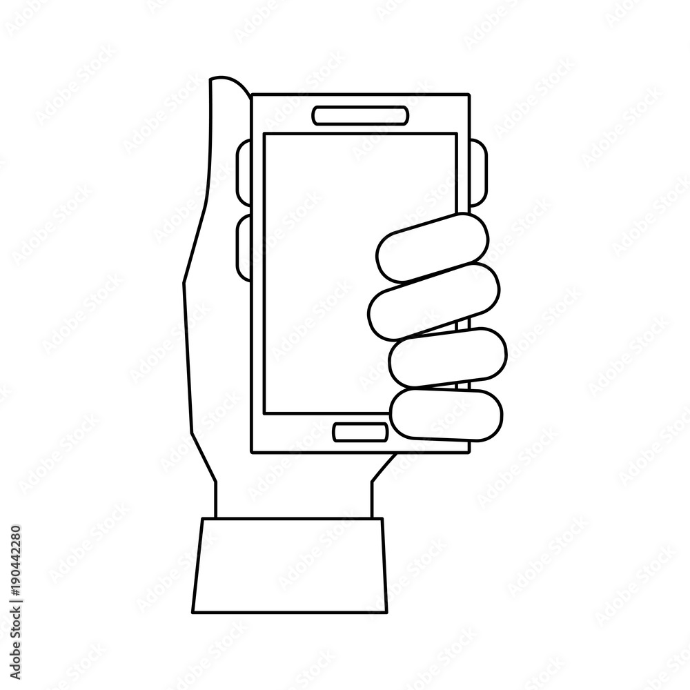 Hand with smartphone icon vector illustration graphic design Hand with smartphone icon vector illustration graphic design