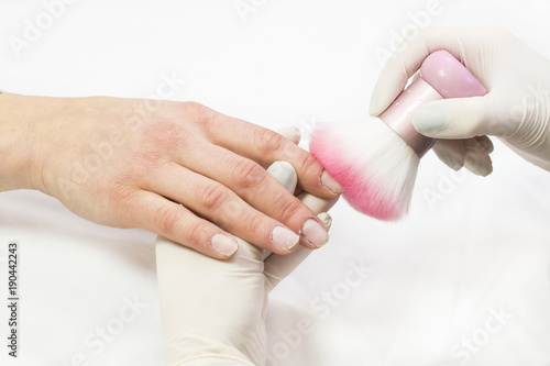 The process of the master s work in the manicure salon of female nails
