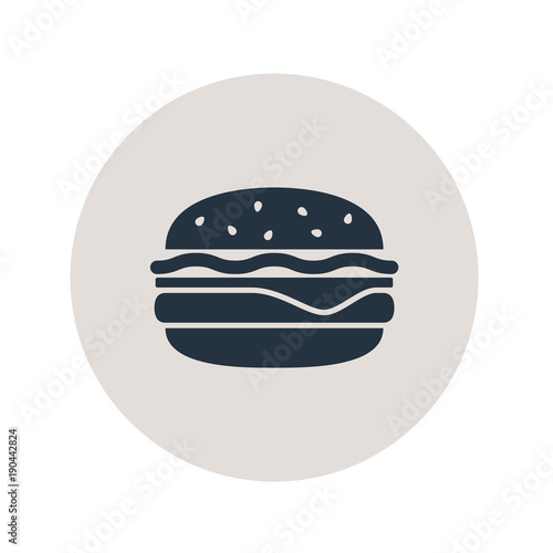 Icono plano hamburguesa en circulo gris