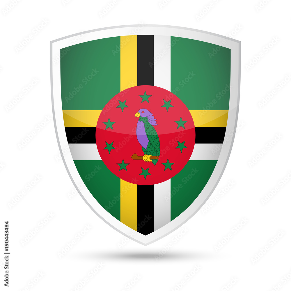 Obraz premium Dominica Flag Vector Shield Icon