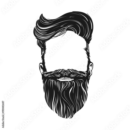 Hair and Beard, hipster character. isolated vector illustration
