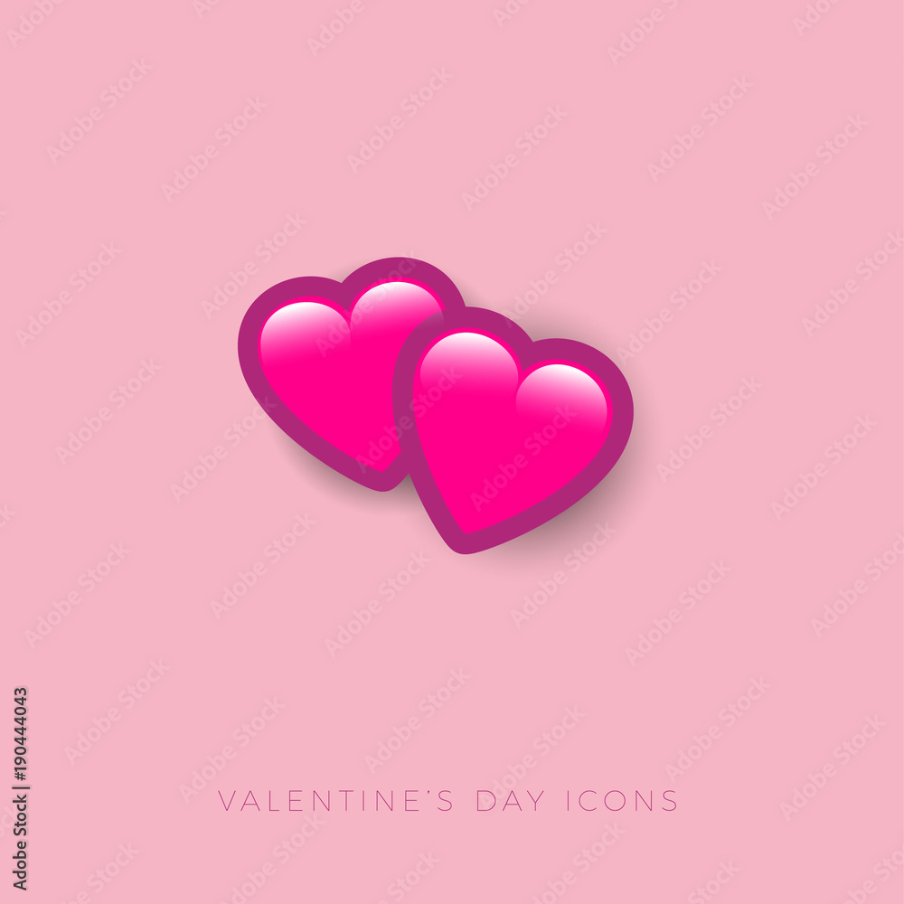 Love icon. Two hearts Valentine’s Day button