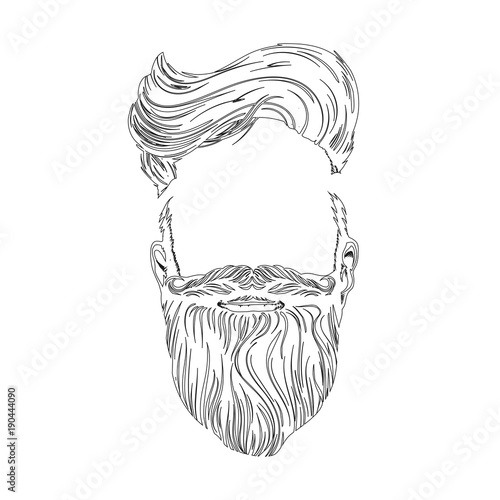 Hair and Beard, hipster character. isolated vector illustration