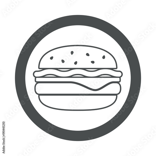 Icono plano hamburguesa lineal en circulo color gris