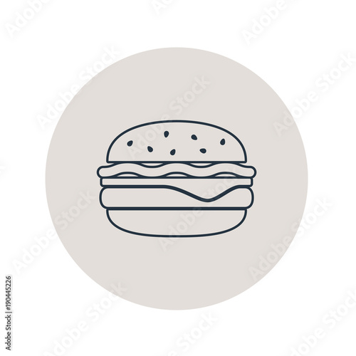Icono plano hamburguesa lineal en circulo gris