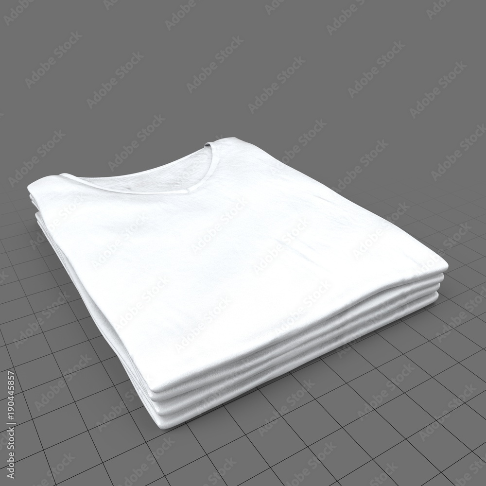 Stack of folded crew neck shirts without tags (womens) Stock 3D asset