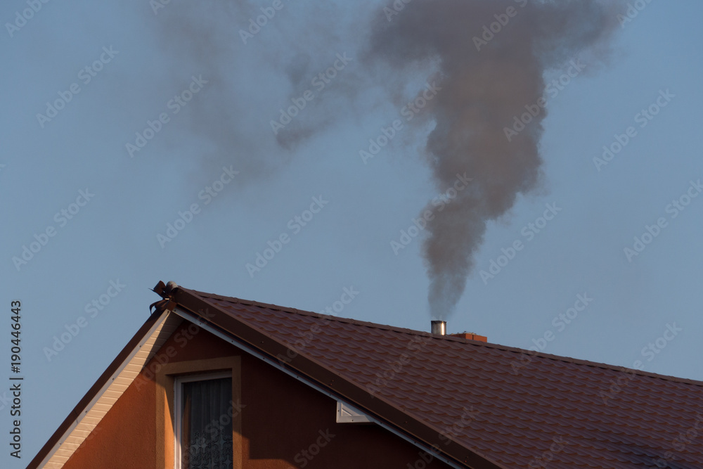 Fototapeta premium black smoke from the chimney