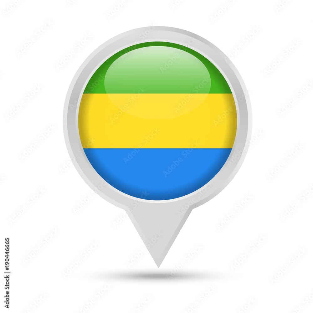 Gabon Flag Round Pin Vector Icon Gabon Flag Round Pin Vector Icon