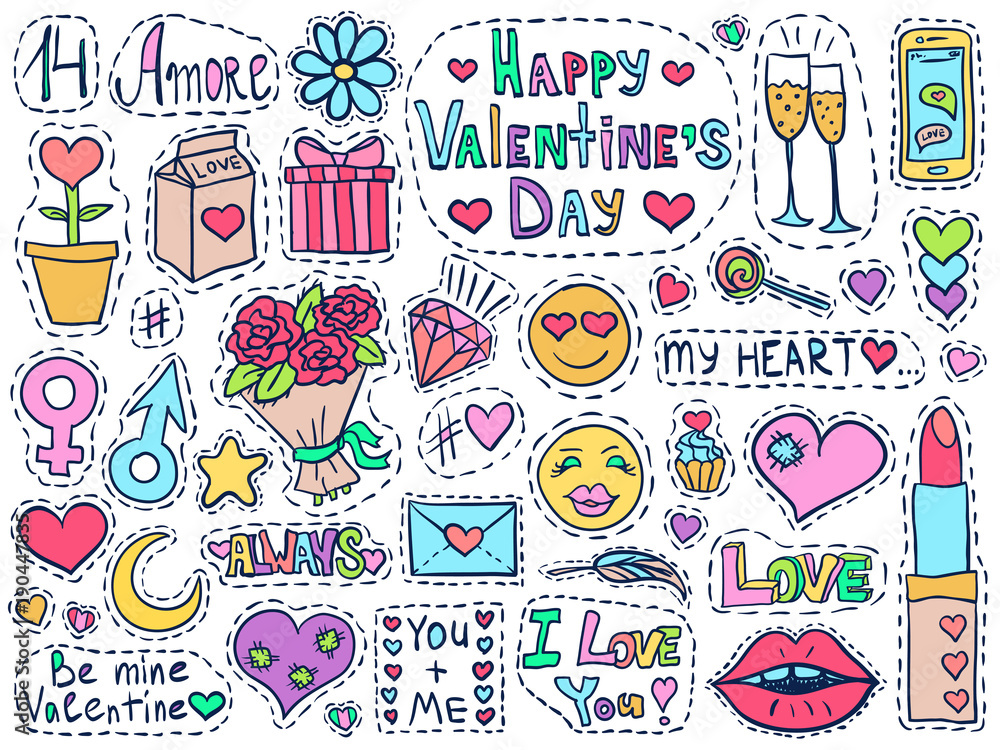 Valentines day patch badges set love romantic 2 Valentines day patch badges set love romantic 2