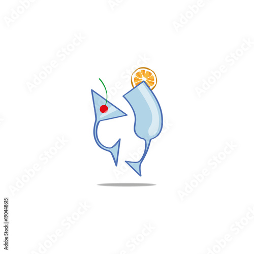 Cocktail vector isolated on white background. Flat illustration drink. Logo illustration.