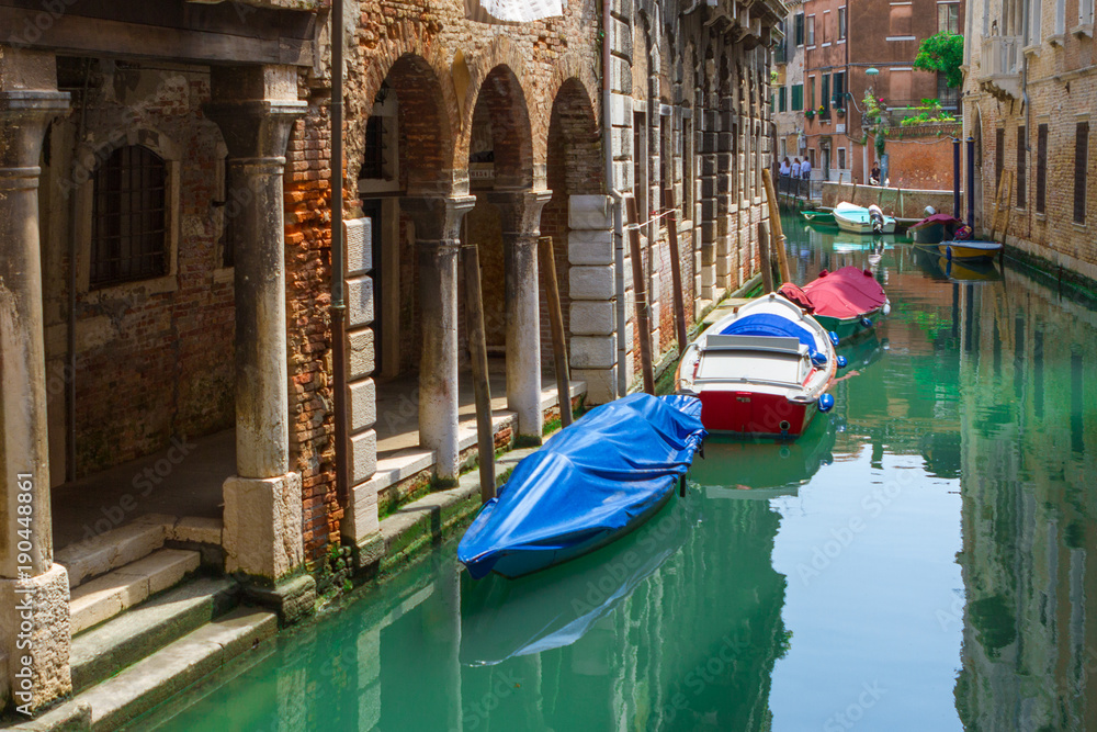 VENICE, ITALY - on May 5, 2016. View on Grand Canal, Venetian Landscape with boats and gondolas