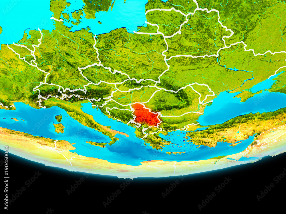 Satellite view of Serbia
