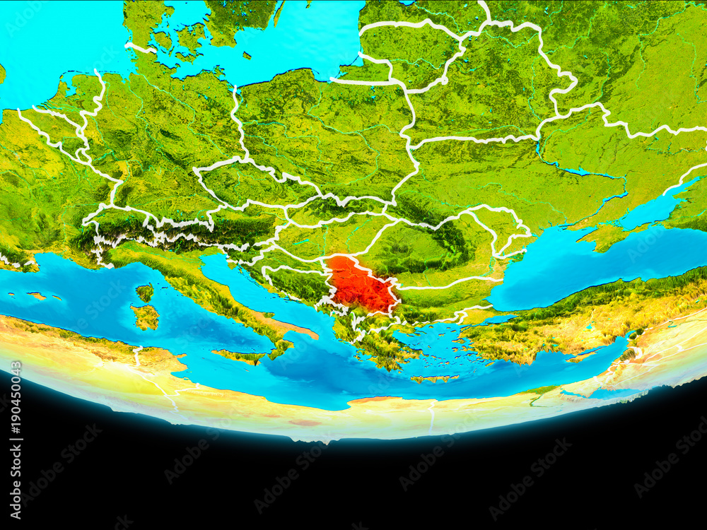 Satellite view of Serbia Satellite view of Serbia