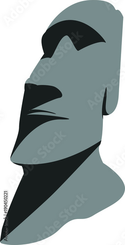 Photography Moai Easter Island Black and Gray Vector