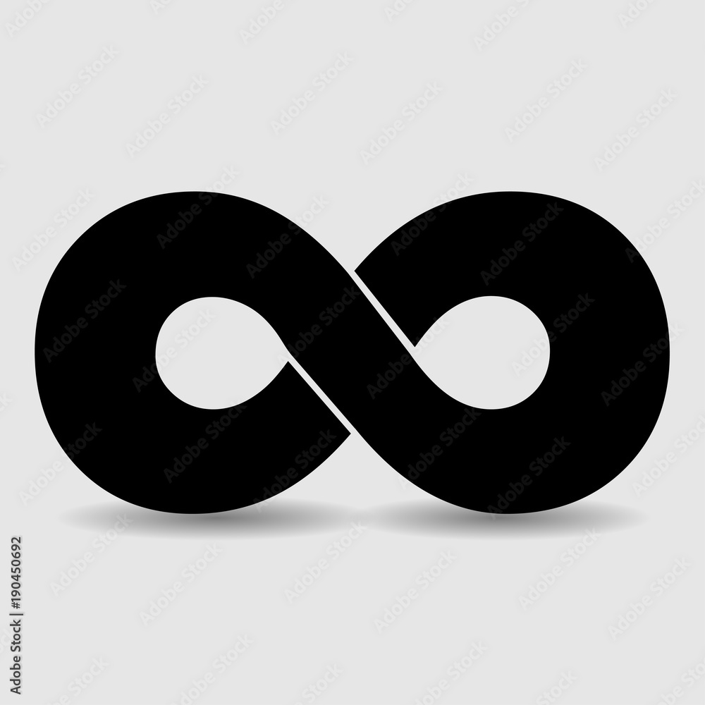 Black infinity sign with shadow. Icon Black infinity sign with shadow. Icon
