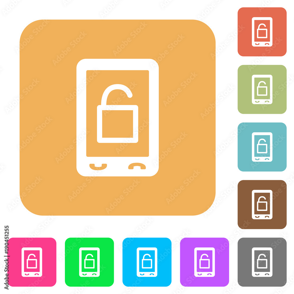 Smartphone unlock rounded square flat icons Smartphone unlock rounded square flat icons