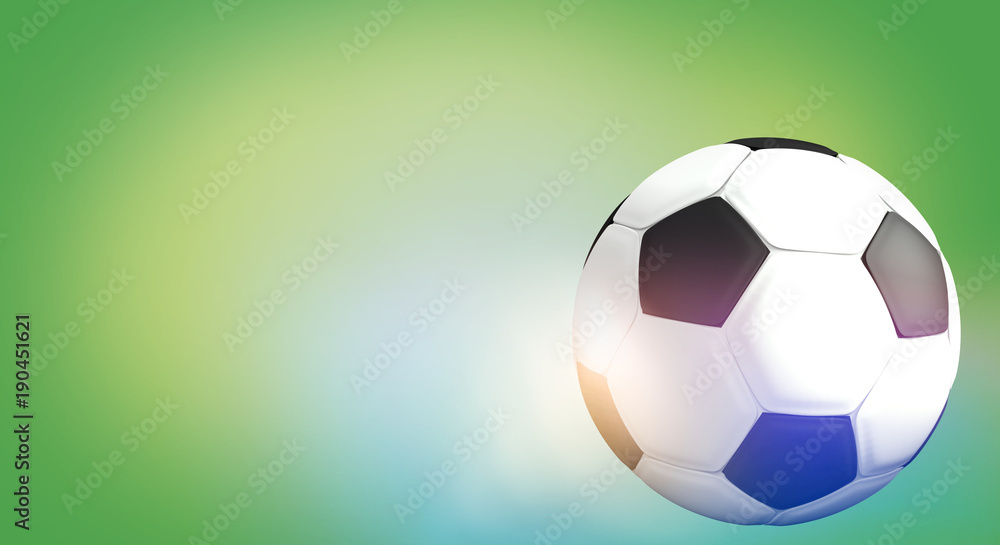 Fototapeta premium modern rounded soccer football ball light green background 3d rendering