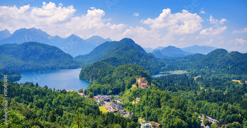 Hohenschwangau castle in the Alps mountains, Bavaria, Germany