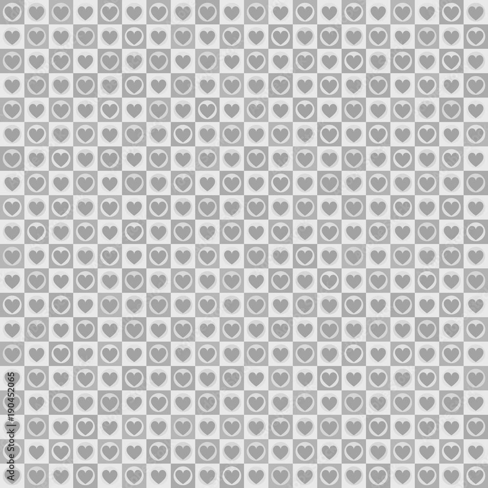Gray checkered heart pattern with dots. Seamless vector Gray checkered heart pattern with dots. Seamless vector