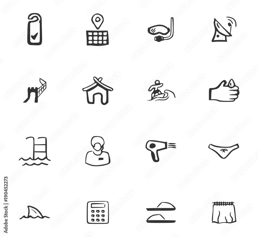 Doodle Travel icon set Doodle Travel icon set