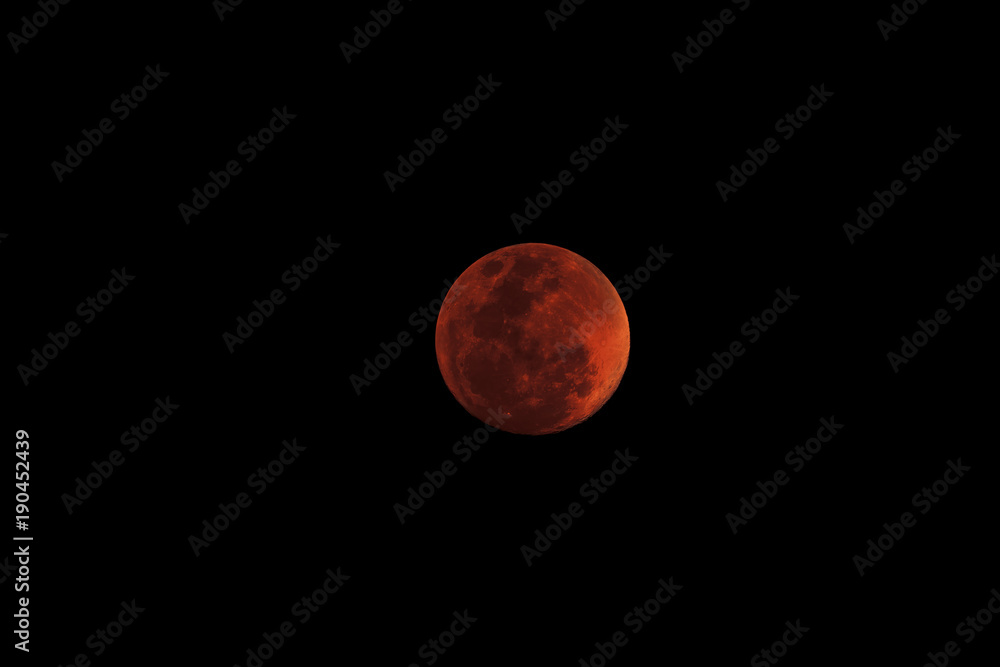 Obraz premium Super Blue Blood Moon total lunar eclipses The Moon with Penumbral eclipse phenomenon on in Asia at Bangkok, Thailand