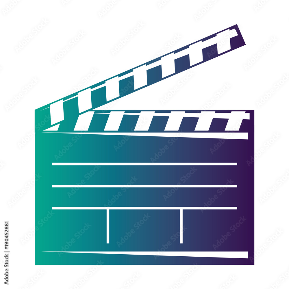 Obraz premium movie clapper board open cinematography concept vector illustratio degraded color design