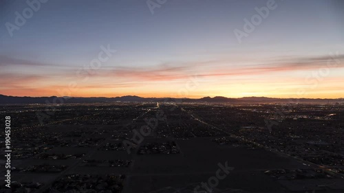 Sunrise time lapse view from the top of Lone Mountain towards North Las Vegas, Nevada.