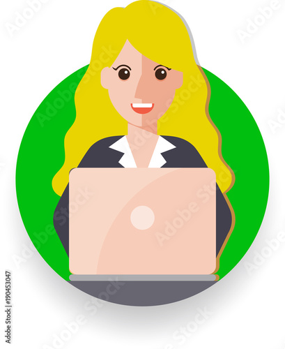 woman working in the office via social network 