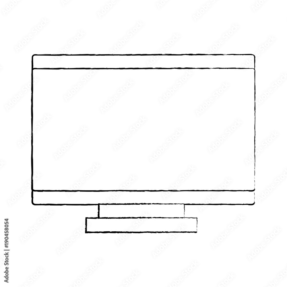 computer monitor icon image vector llustration design  black sketch line