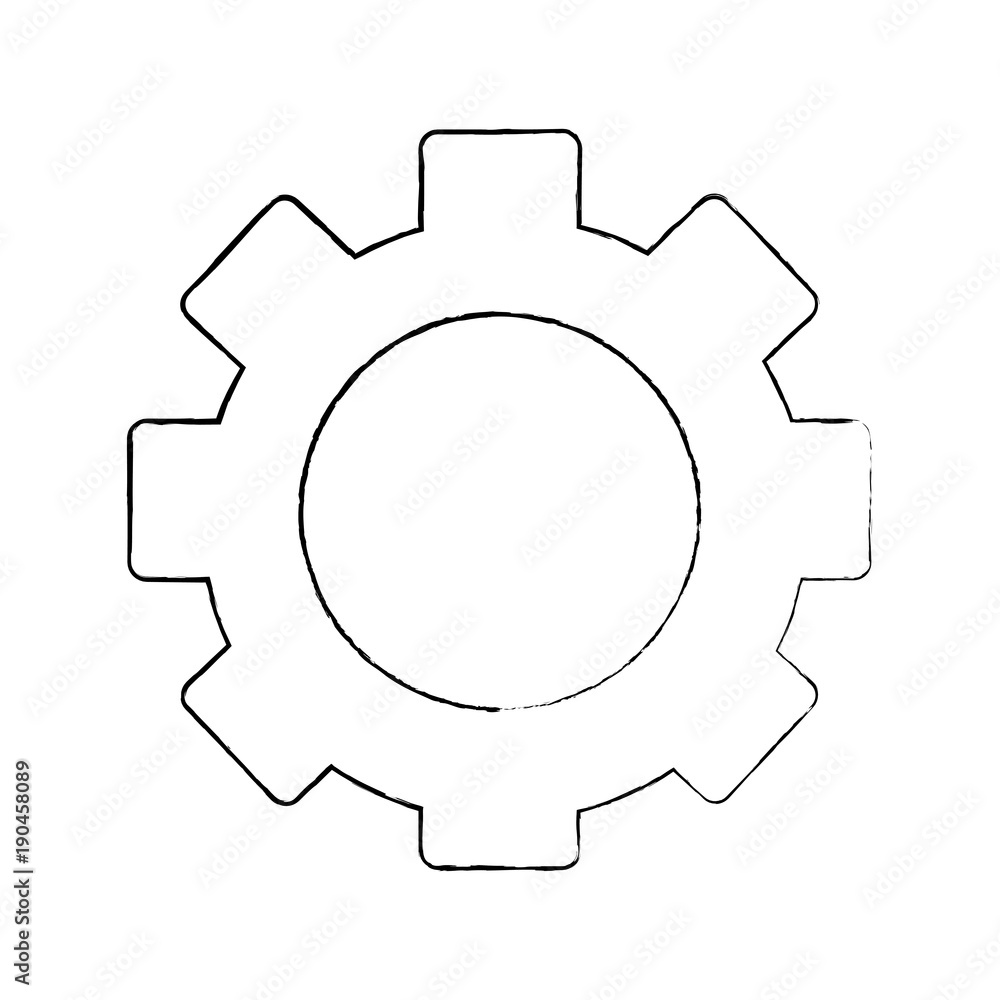 single gear icon image vector llustration design black sketch line single gear icon image vector llustration design black sketch line