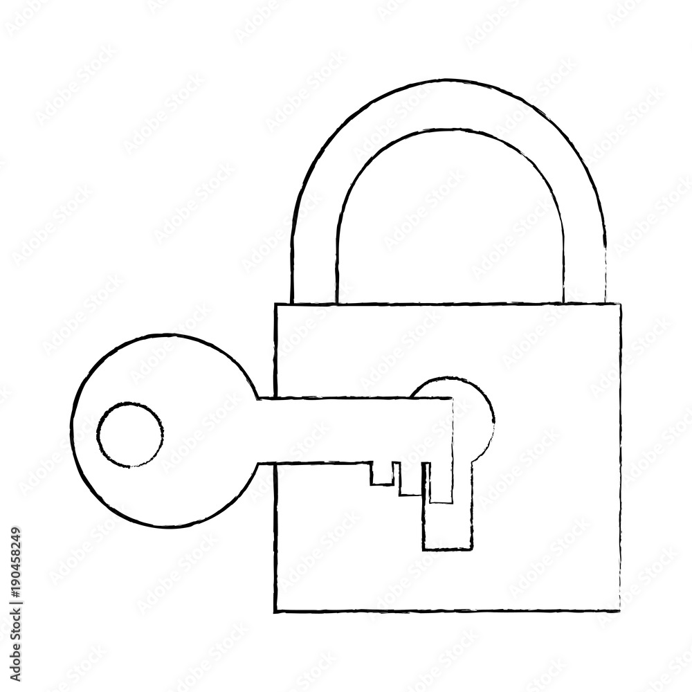 safety lock with key icon image vector llustration design black sketch line safety lock with key icon image vector llustration design black sketch line