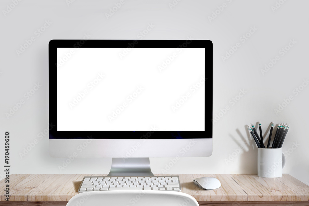 Workspace with mockup desktop computer. Workspace with mockup desktop computer.