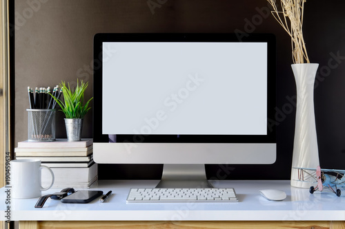 Workspace with mockup desktop computer.