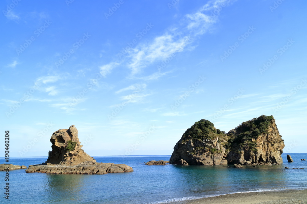 日南海岸 冬の風景 ライオン岩