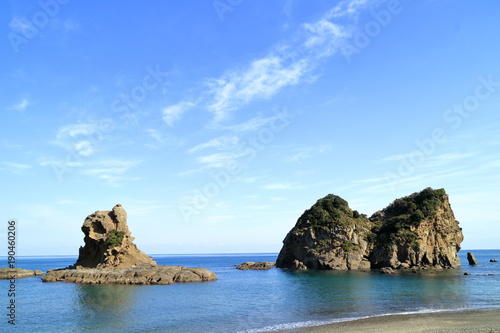 Obraz na płótnie 日南海岸 冬の風景 ライオン岩 w salonie